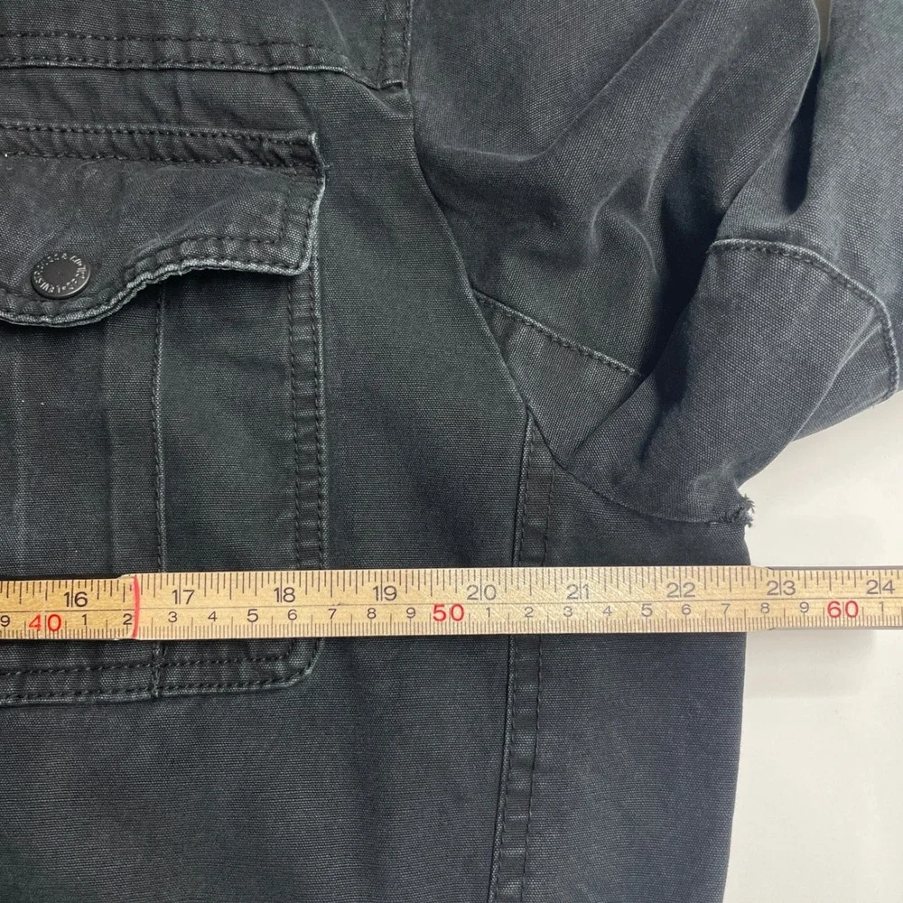 Levi Strauss & Co Black Field Jacket Removable Hood Quilted Military Work Coat M